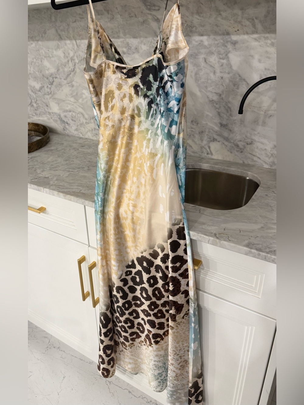 NWT Slip Maxi Dress with Leopard & Watercolor Print SMALL - Picture 2 of 4